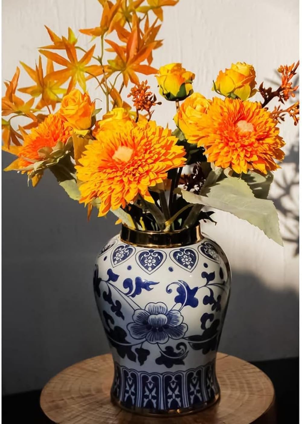 深川製磁 竜鳳凰錦手黄地冠付台付6寸飾 箱入り 飾壺 有田焼 壺 竜鳳凰